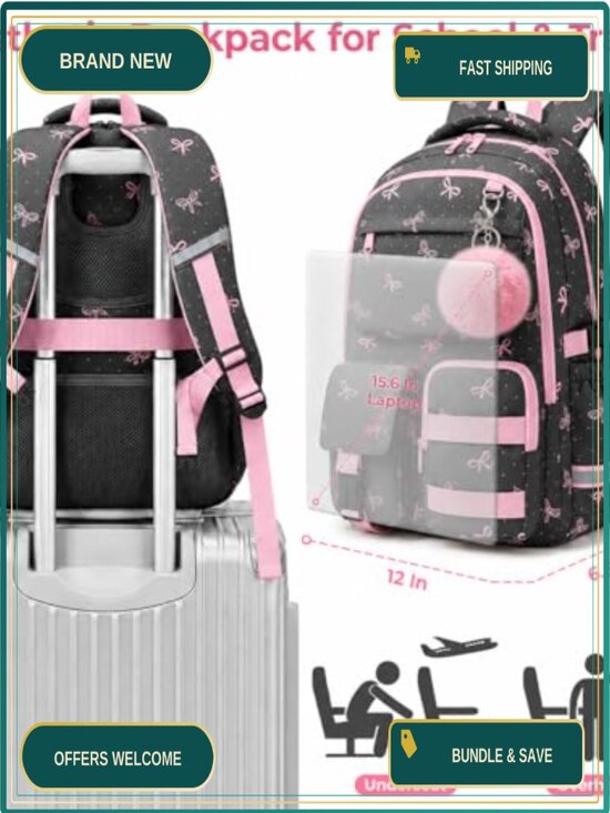Cute Floral Print Backpack for Teen Girls, Large Capacity Multi-Pocket School main image 6